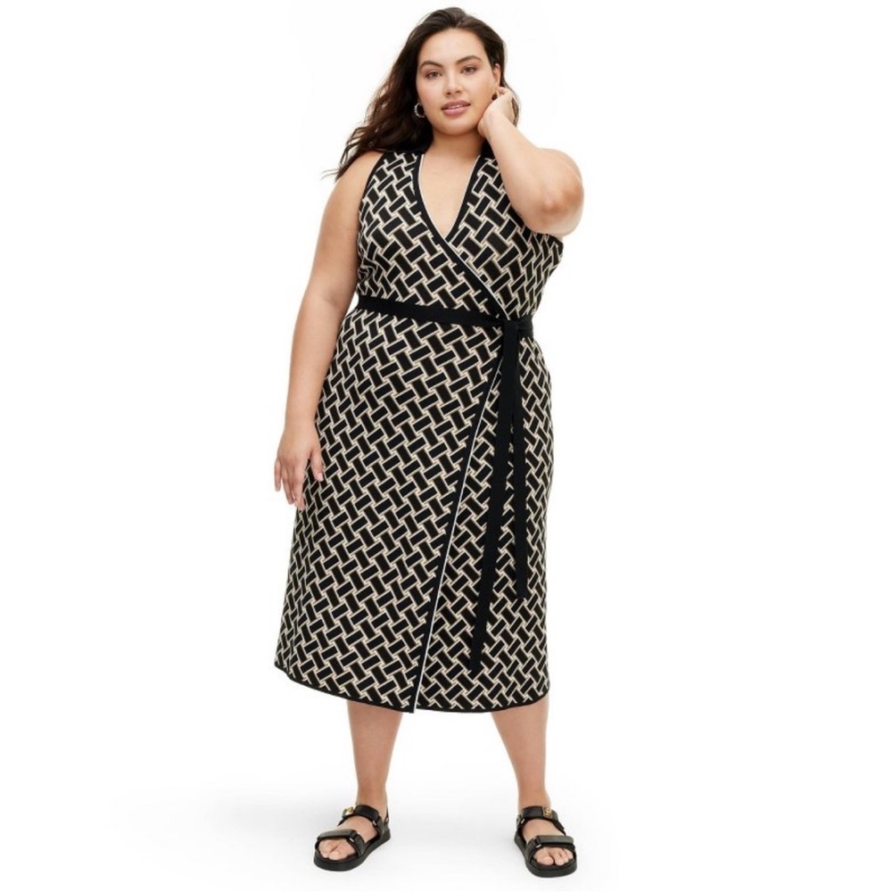 DVF for Target Collared Vintage Weave Sweaterknit Midi Dress - XXL